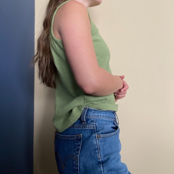 ✨3 for $25✨ Vintage Christopher & Banks Green Turtleneck Tank Top - Picture 3 of 7